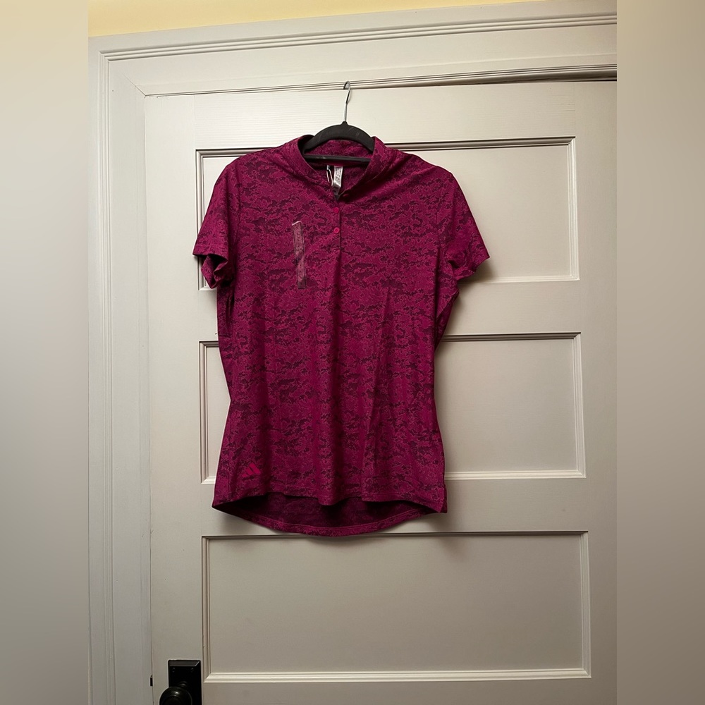 Adidas Jacquard Collarless Polo